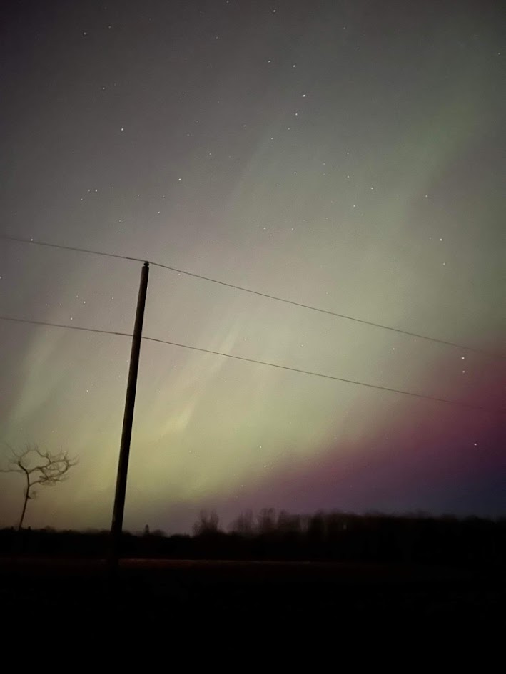 The aurora as seen from the side of the road, just as we pulled over to watch it.