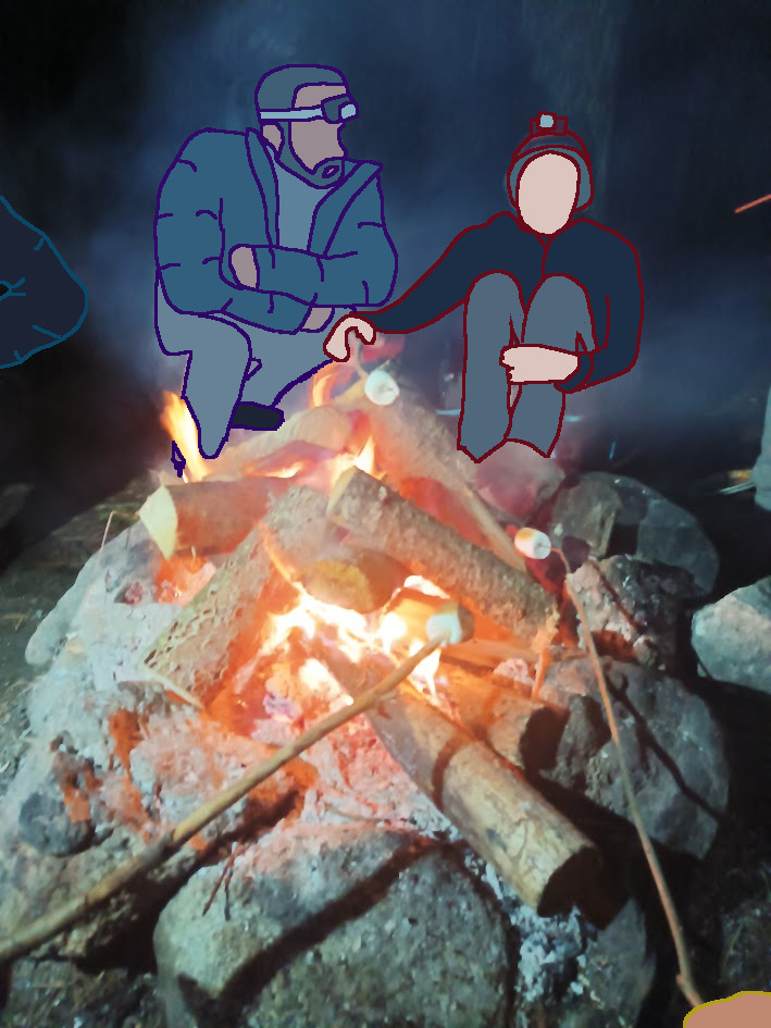 Mark and some others near the fire.